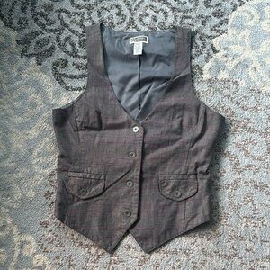 Vintage Route 66 Plaid Vest Gray Purple XL